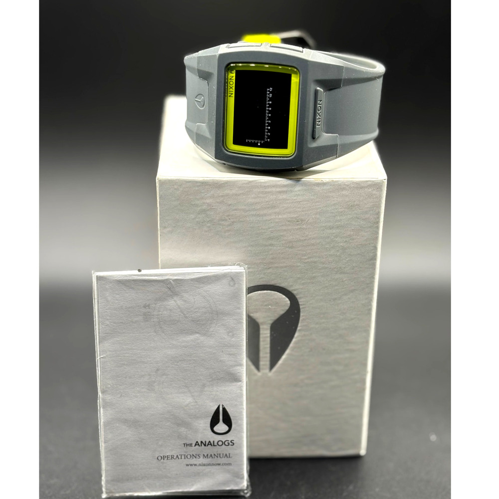 Nixon Lodown II Digital Tide Watch Gray Yellow Surf 100M Box Manual - Picture 4 of 17